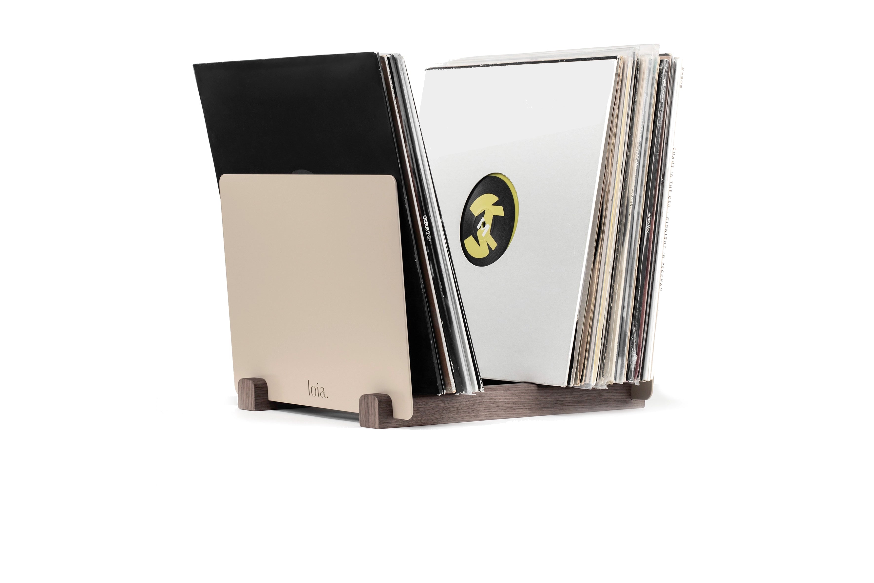 The Taupe & Walnut Vinyl Storage Unit - Loia