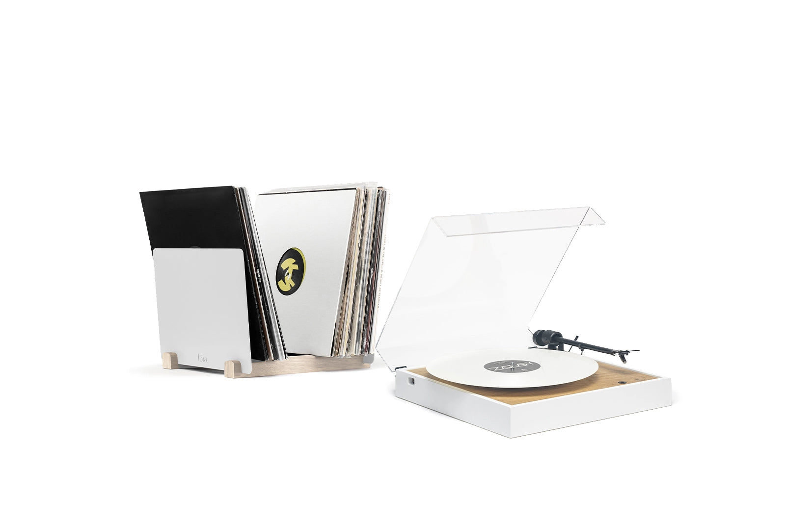 Vinyl-Paket - SQUARE Plattenspieler & Vinyl-Aufbewahrung Weiß
