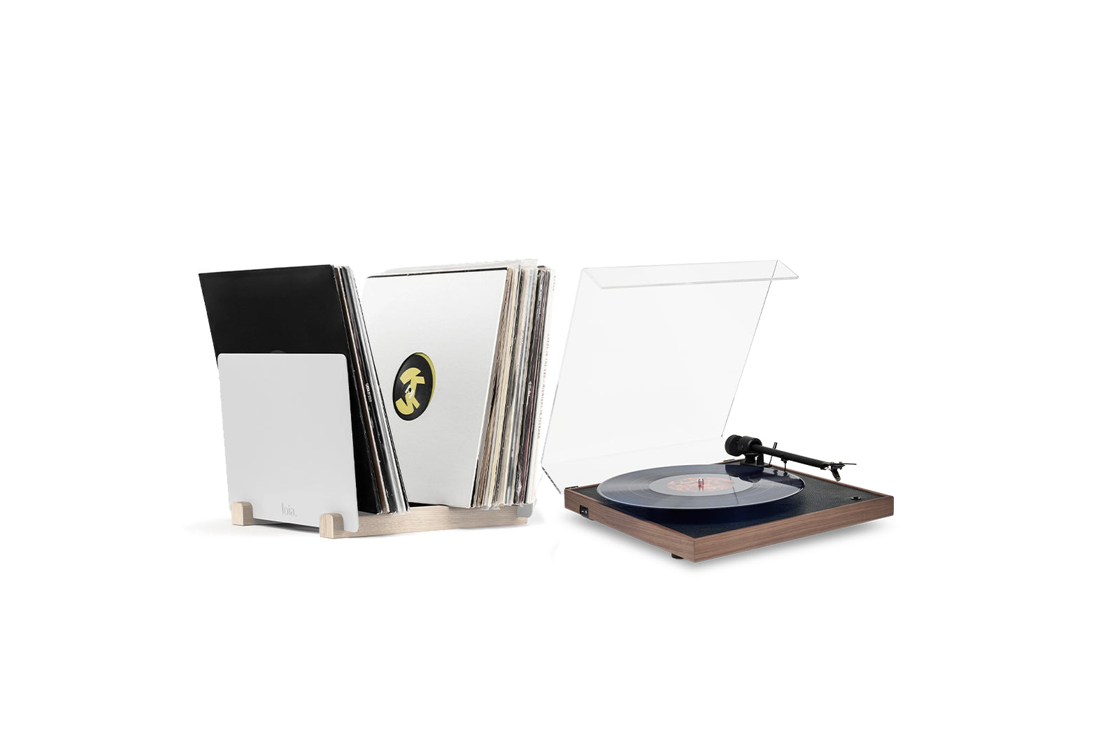 Vinyl Pack - SQUARE CC turntable & White Vinyl Rack