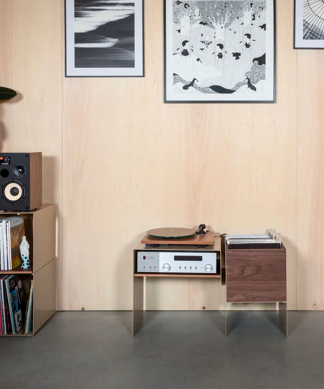 Console per basso in vinile - tortora  e noce - Loia