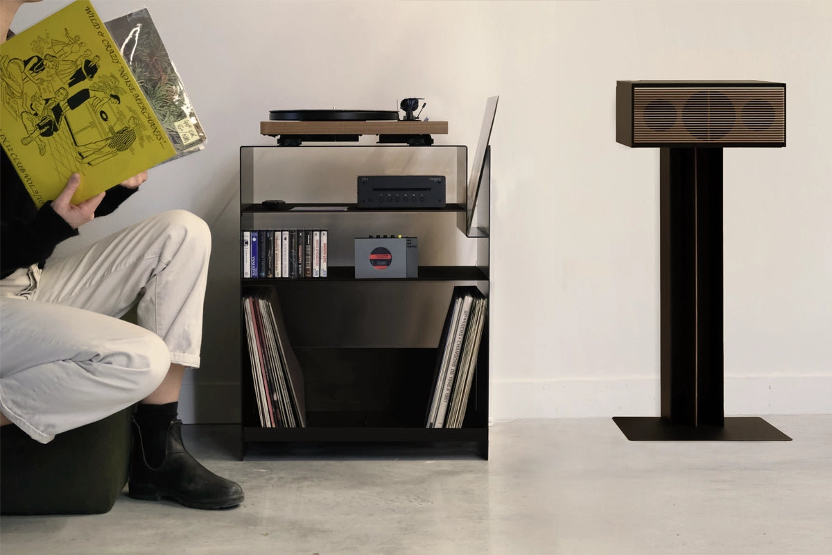 Console Vinyles Acier - Noir